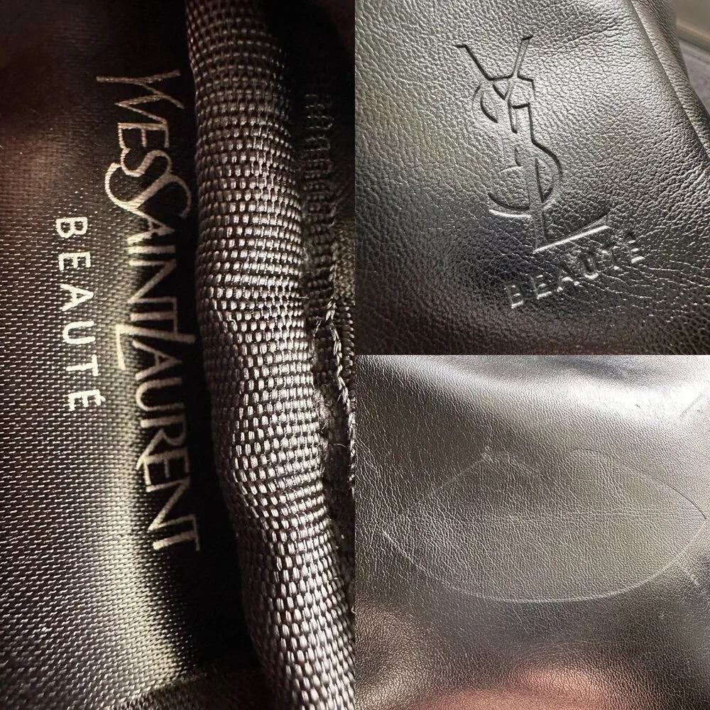 YSL Beauté Metallic Silver Lip Pouch - Cosmetic Makeup Bag